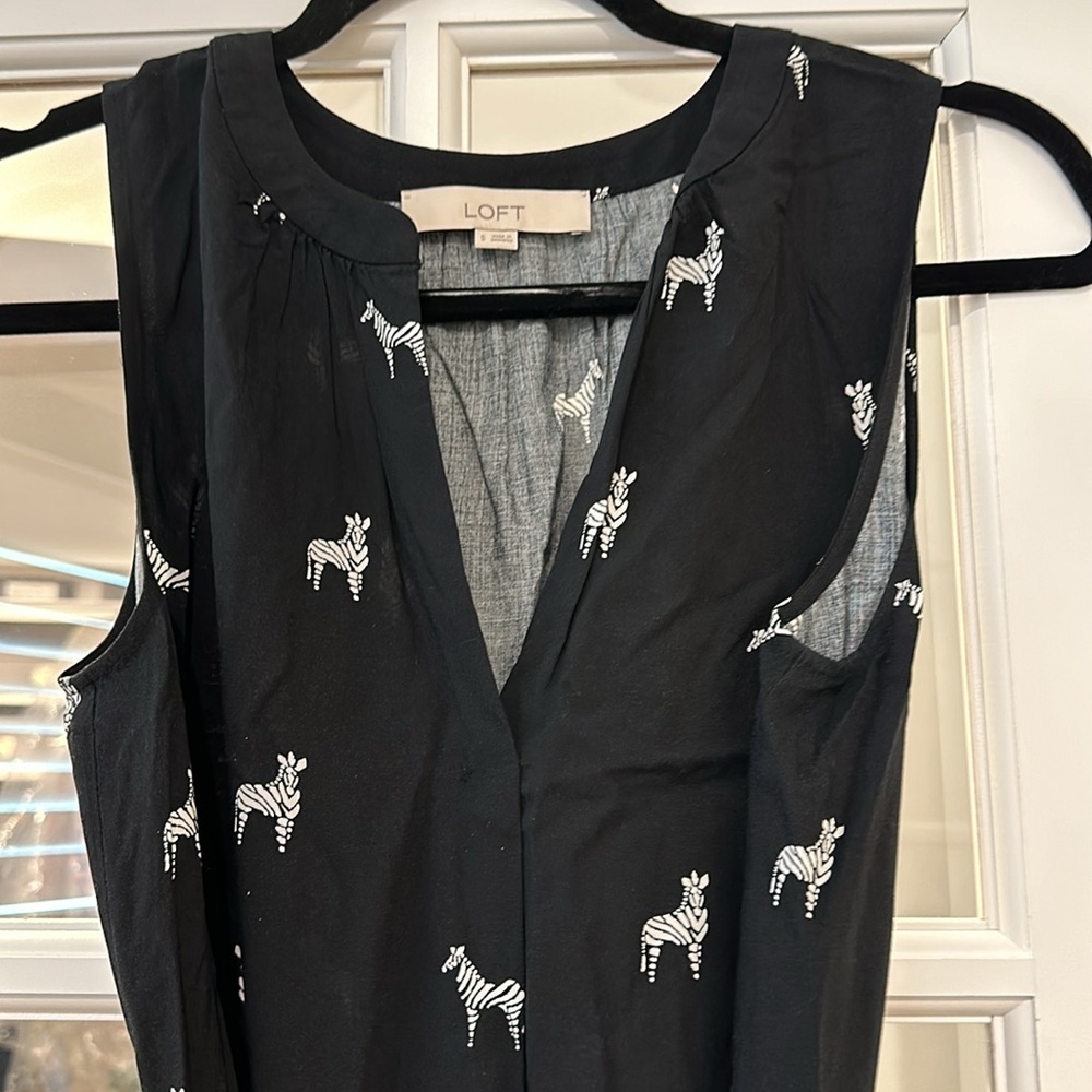 Loft Zebra Patterned Split Neck Mini Dress Size S… - image 2